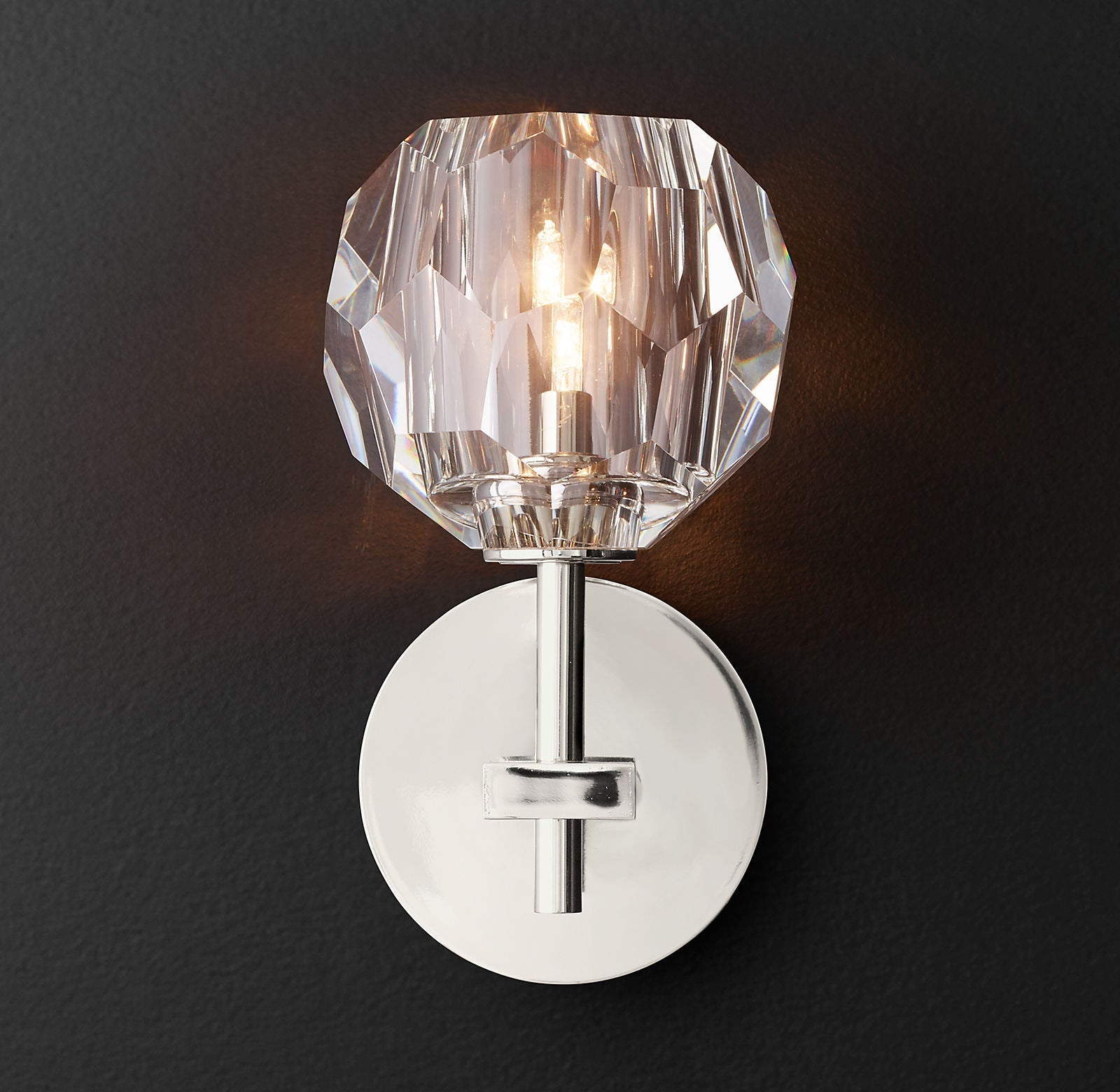 Bille De Clear Crystal Double Ball Wall Sconce 9"H