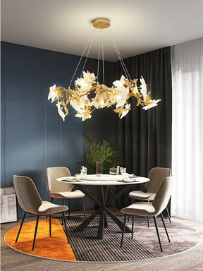 Aria Telly Brass Maple Leaf Crystal Chandelier