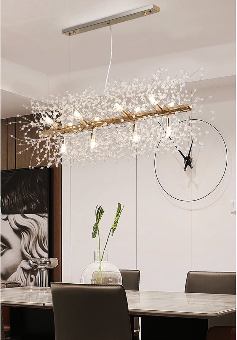 Aria Glenn Modern Golden Crystal Long chandelier Diameter 28 Inch 35 Inch