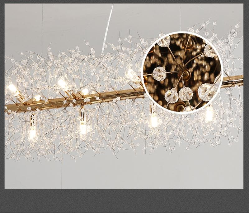 Aria Glenn Modern Golden Crystal Long chandelier Diameter 28 Inch 35 Inch