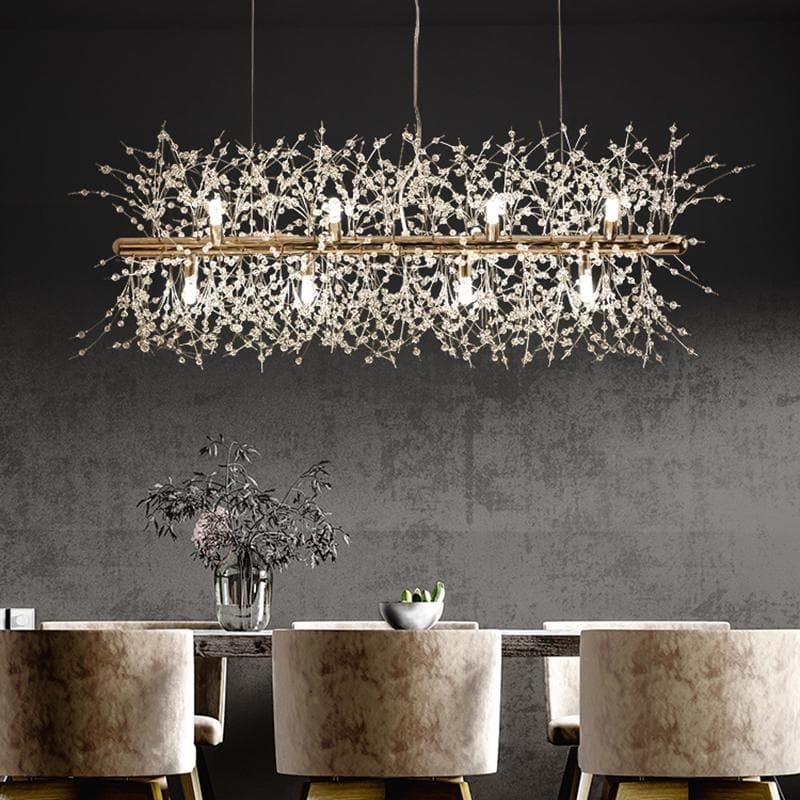 Aria Glenn Modern Golden Crystal Long chandelier Diameter 28 Inch 35 Inch