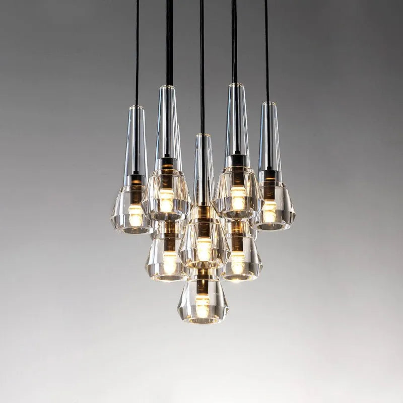 Aria Aaron Modern Cone Crystal Pendant Chandelier Light