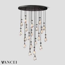 Raindrop Glass Round Chandelier 47"