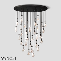 Raindrop Glass Round Chandelier 60"