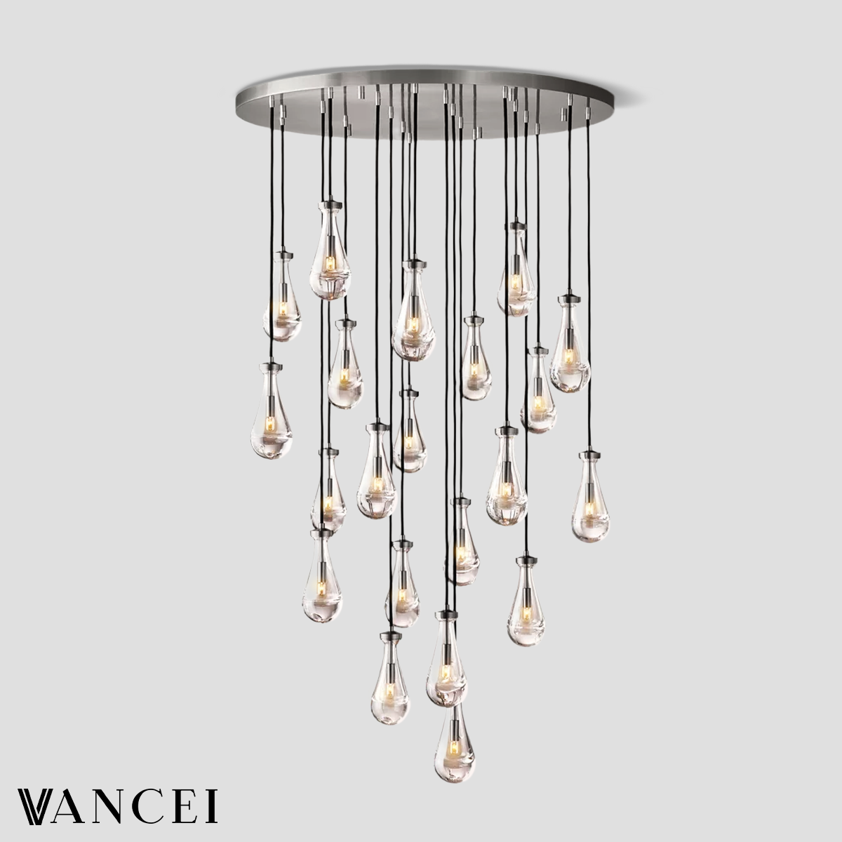 Raindrop Glass Round Chandelier 47"