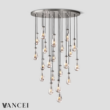 Raindrop Glass Round Chandelier 47"