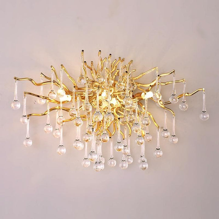 Rain Tree Crystal Teardrop Wall Sconce Gold Diameter 17"-W17" X H12.6"-Arialamps