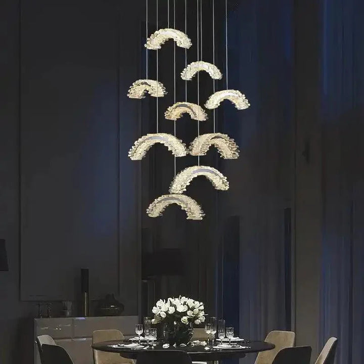 Rainbow Modern Rock Crystal Staircase Chandelier - Arialamps