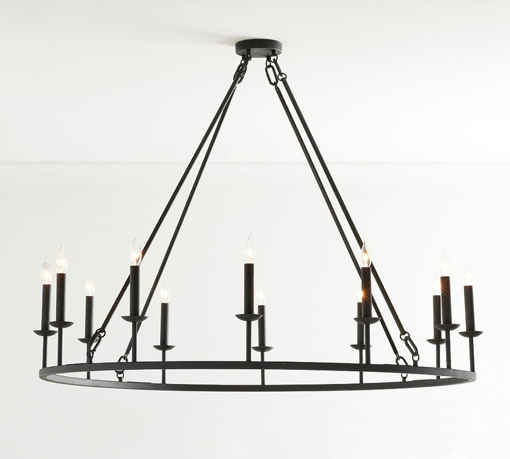 Remington Iron Round Ceiling-Mounted Chandelier (50")