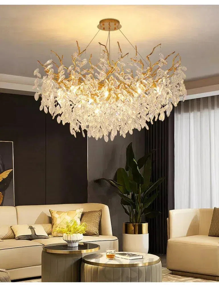 Renata Polyhedral Crystal Branch Chandelier-Branch chandelier-Arialamps