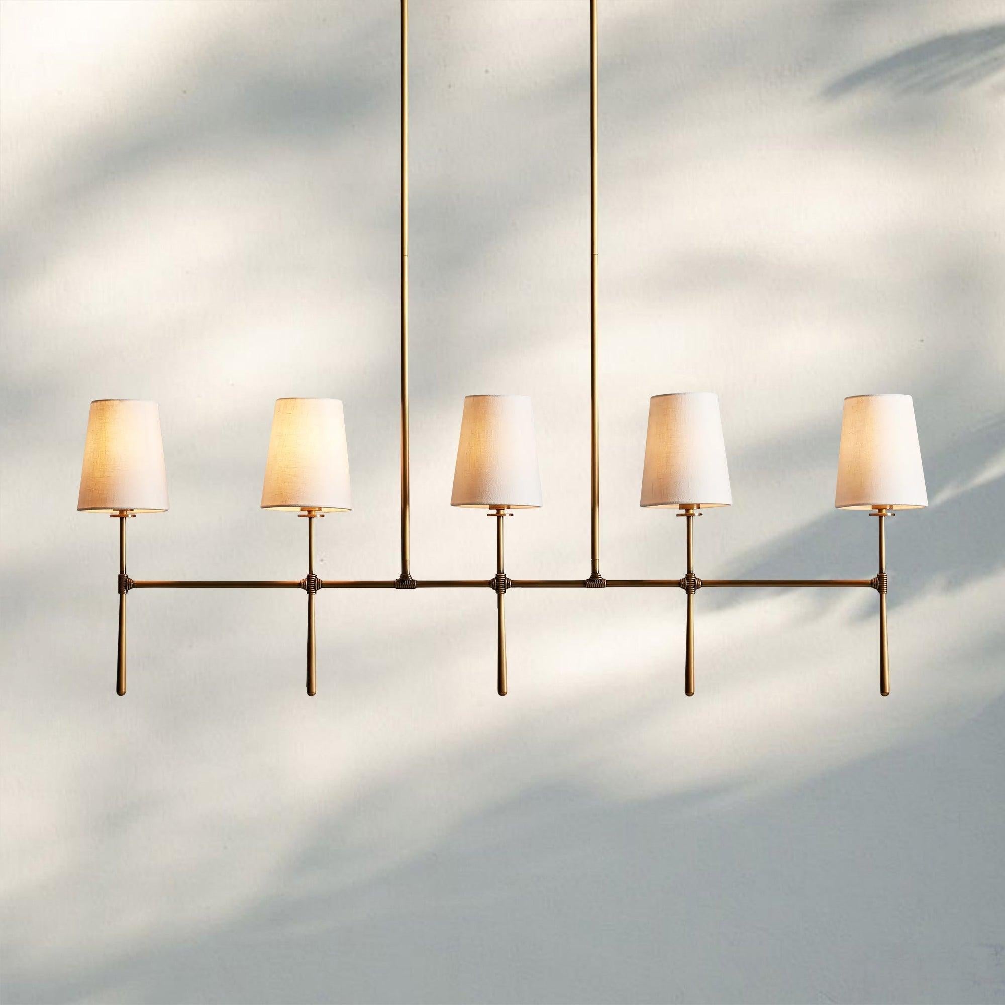 Rhodas Linear Chandelier-5-Light-Brass-