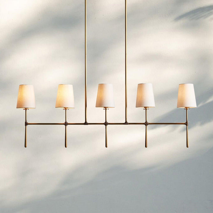 Rhodas Linear Chandelier-5-Light-Brass-