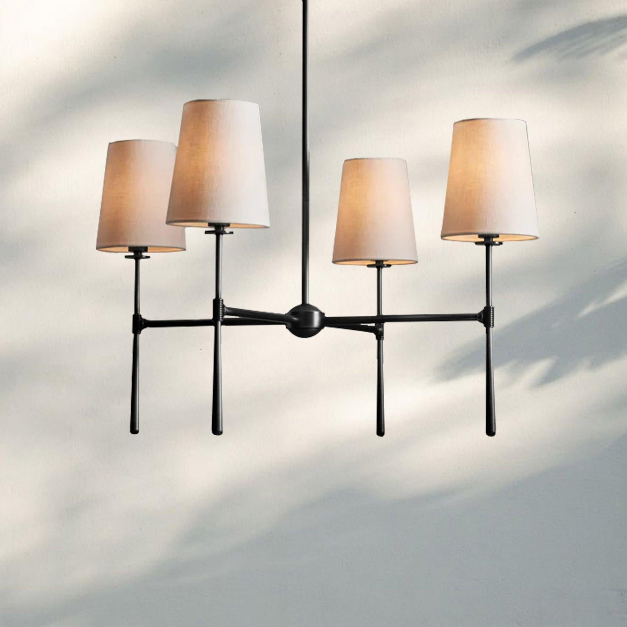 Rhodas Round Chandelier-4-Light-Bronze-