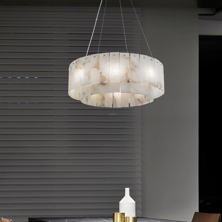 Rock Alabaster Chandelier 23.6" 31.4"-Arialamps