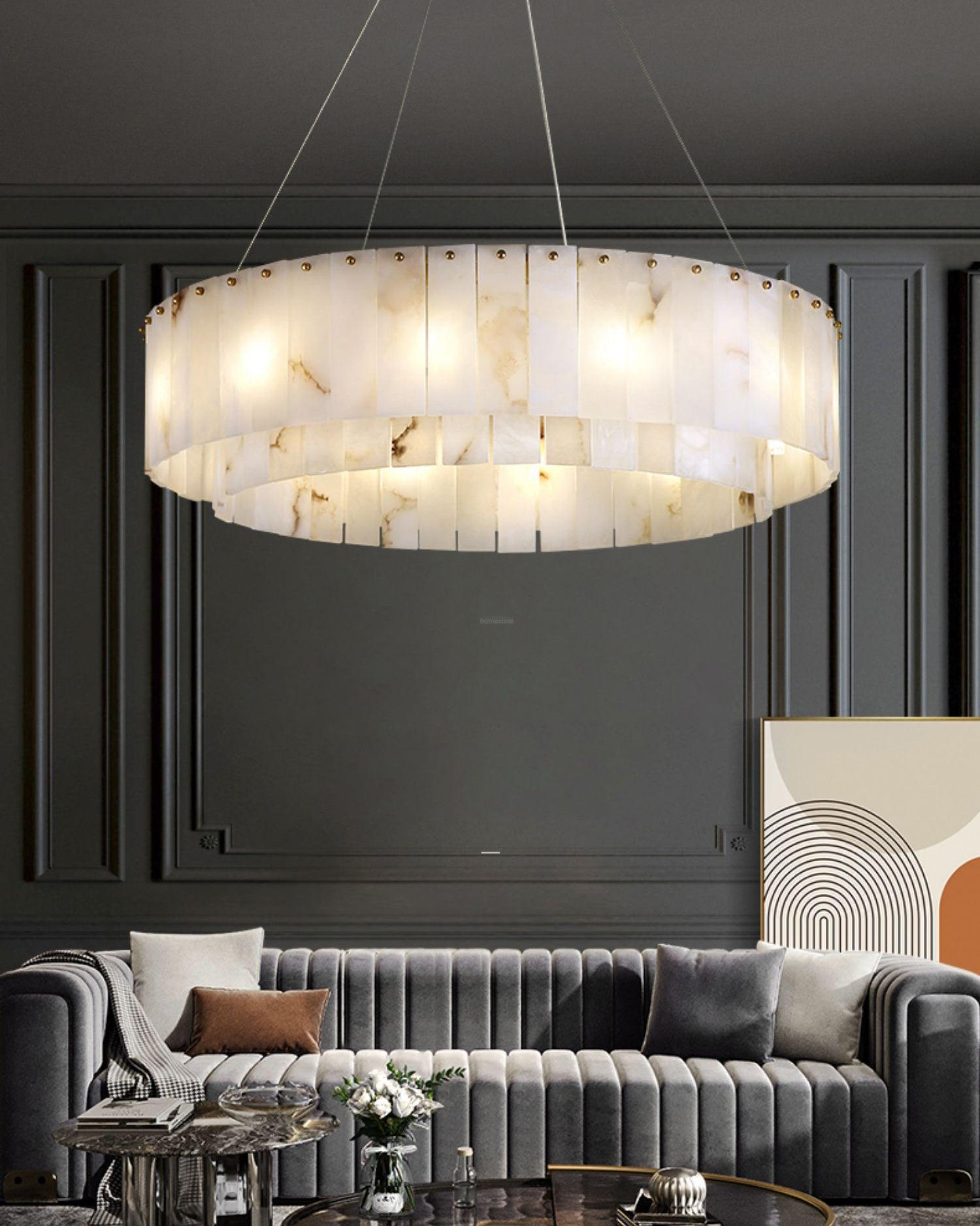 Rock Alabaster Chandelier 23.6" 31.4"-Arialamps
