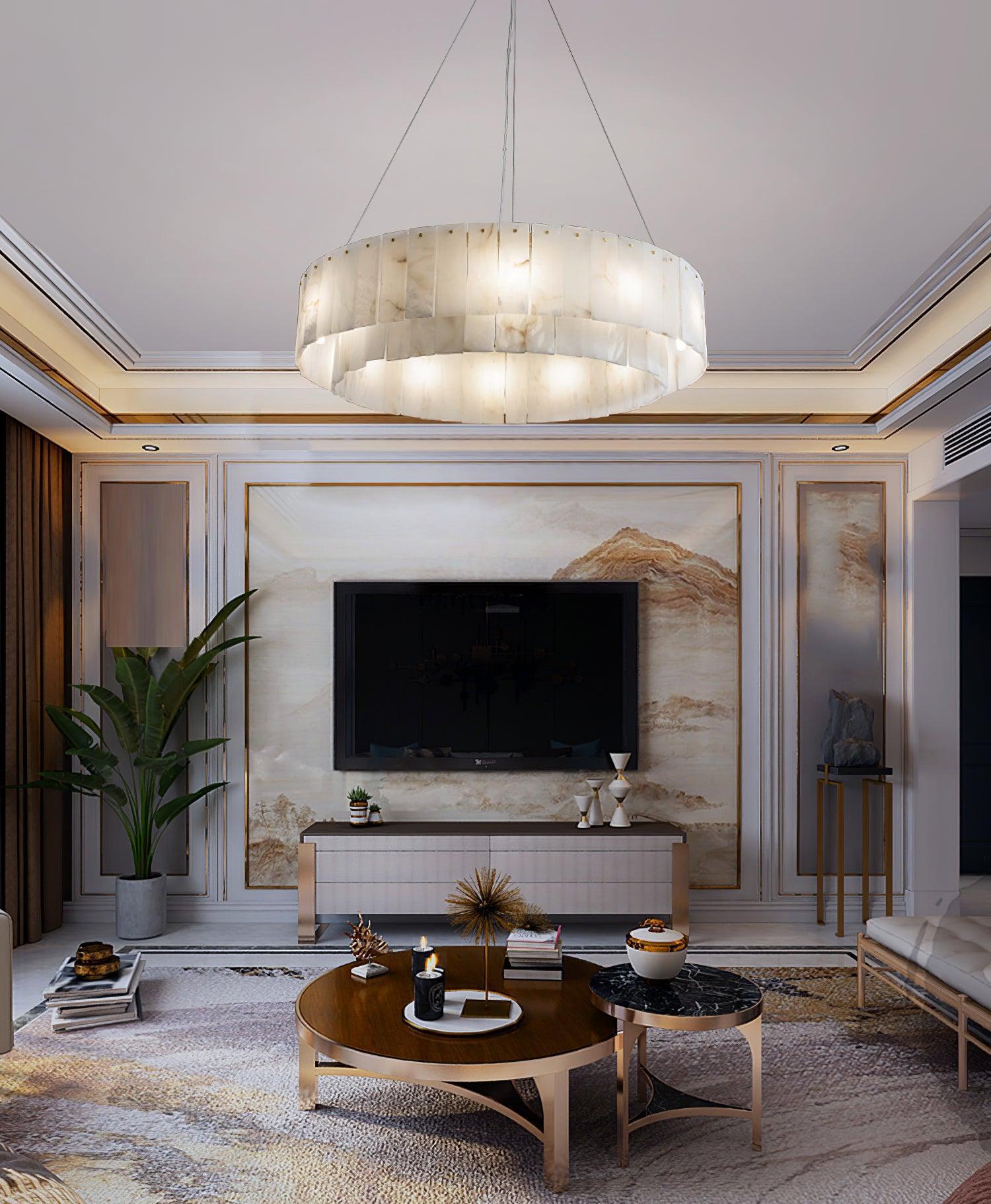 Rock Alabaster Chandelier 23.6" 31.4"-Arialamps
