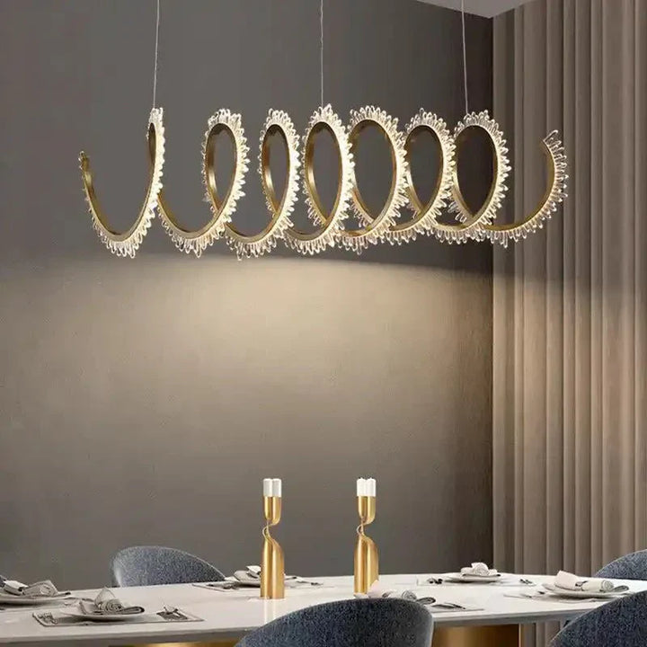 Rorie Modern Rock Crystal Spiral Chandelier, Island Chandelier - Arialamps