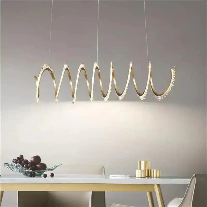 Rorie Modern Rock Crystal Spiral Chandelier, Island Chandelier - Arialamps