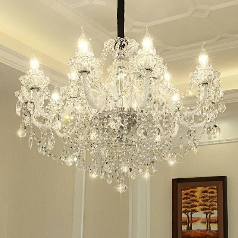 Rustic Antique European Candle Crystal Chandelier Popular Farmhouse Ceiling Light Fixture For Living Room - Arialamps