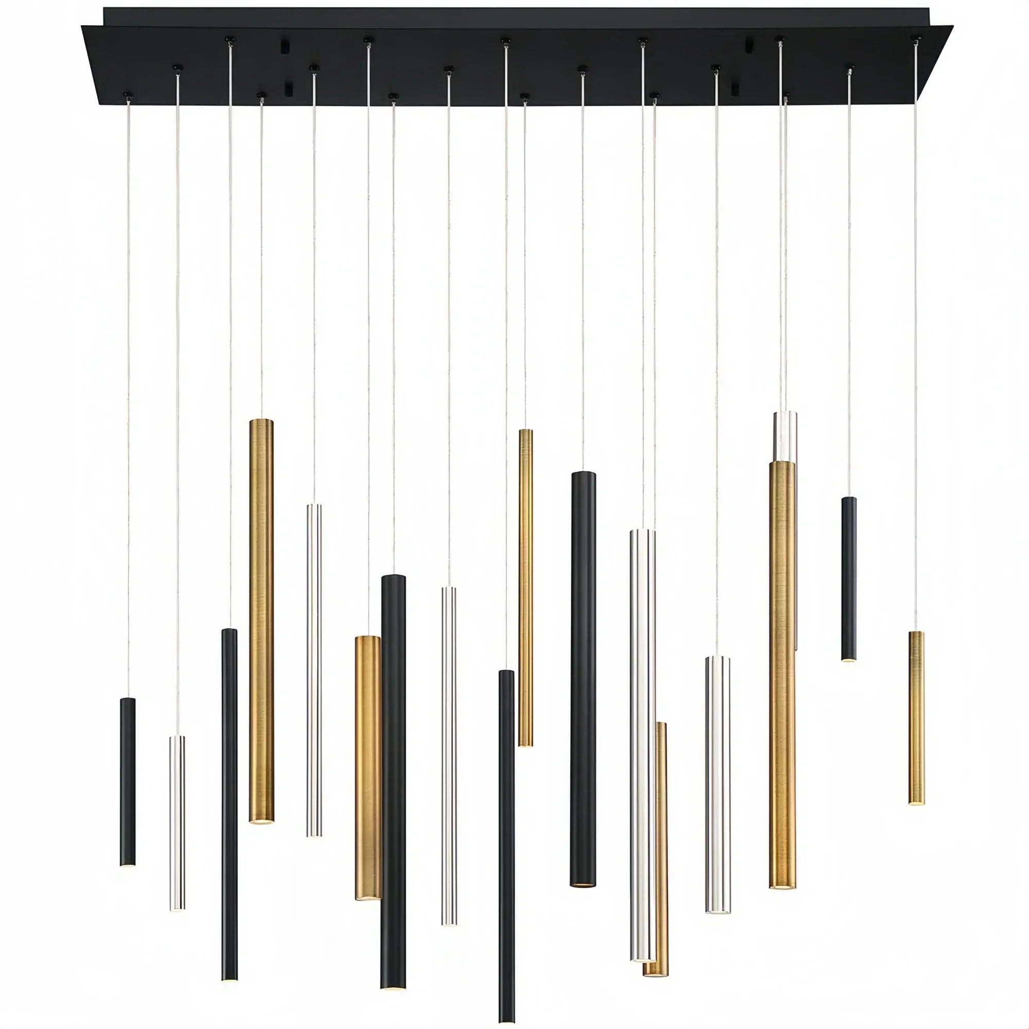 Santana Modern Linear Multi Light Pendant for Kitchen Island-42"L x 10"W x 1.25"H-Antique Brass & Black & Satin Nickel-