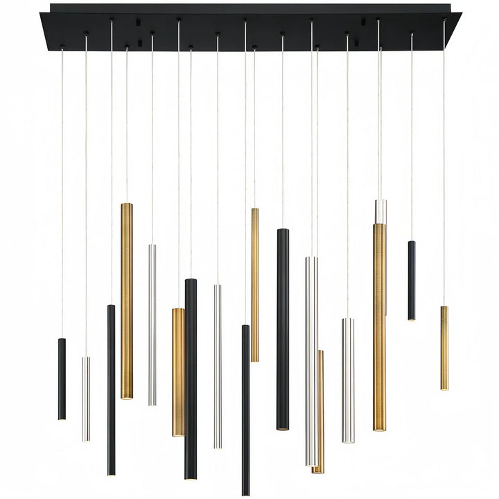 Santana Modern Linear Multi Light Pendant for Kitchen Island-42"L x 10"W x 1.25"H-Antique Brass & Black & Satin Nickel-