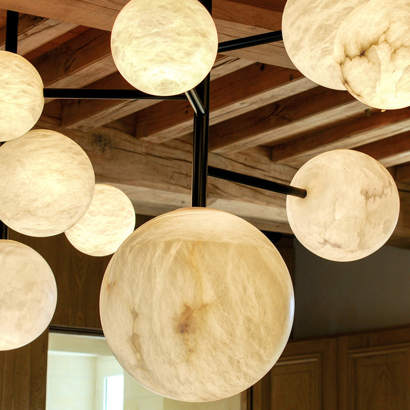 Sian Modern Sphere Delight - Modern Artistic Alabaster Pendant Light Chandelier Kevin Studio Inc