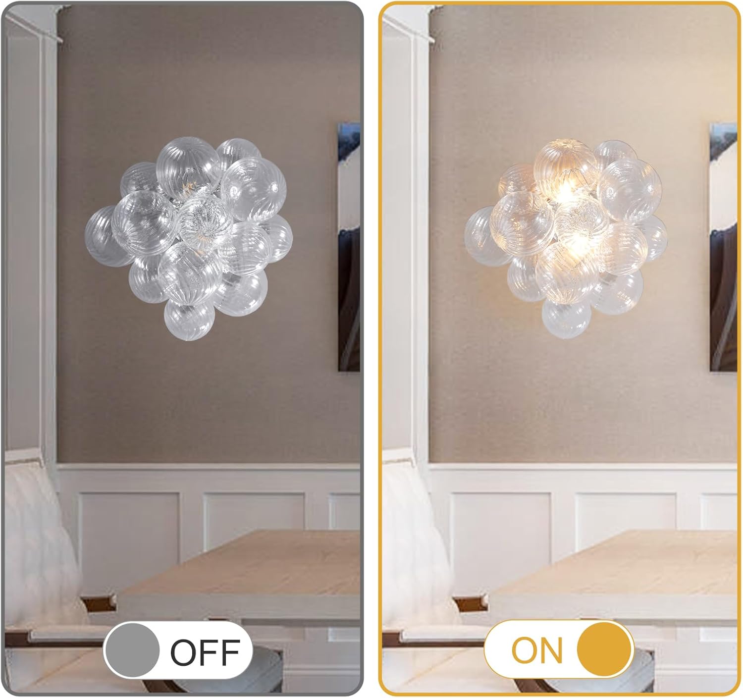 Silver 16.9" Swirl Glass Wall Sconce with E12 LED Bulbs