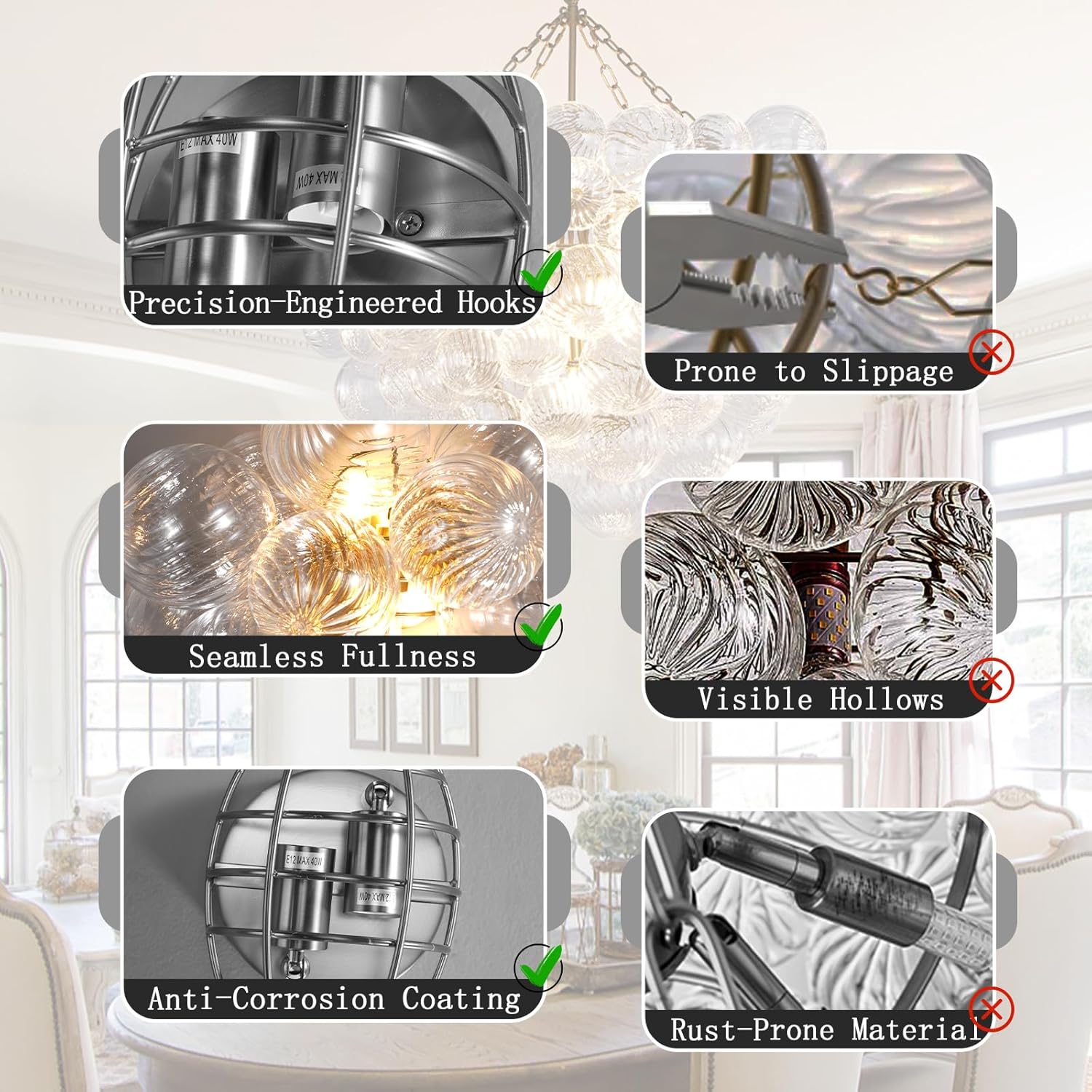 Silver 16.9" Swirl Glass Wall Sconce with E12 LED Bulbs