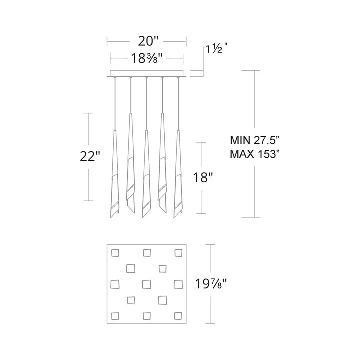 Solitude Square LED Multi Pendant Light - Arialamps