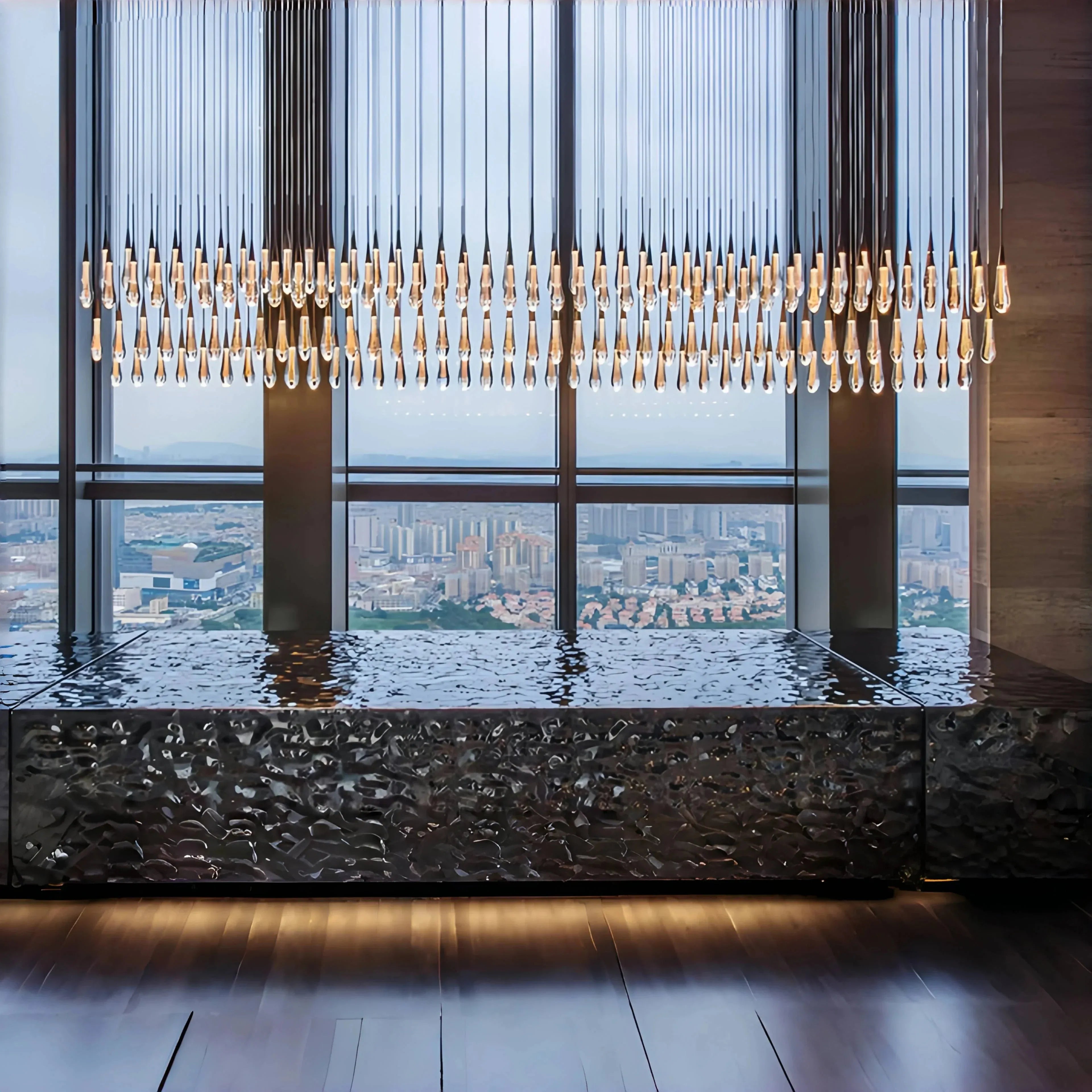 Solitaire Linear Chandelier 37"50"70"87"87"120"-120‘’-Bronze-