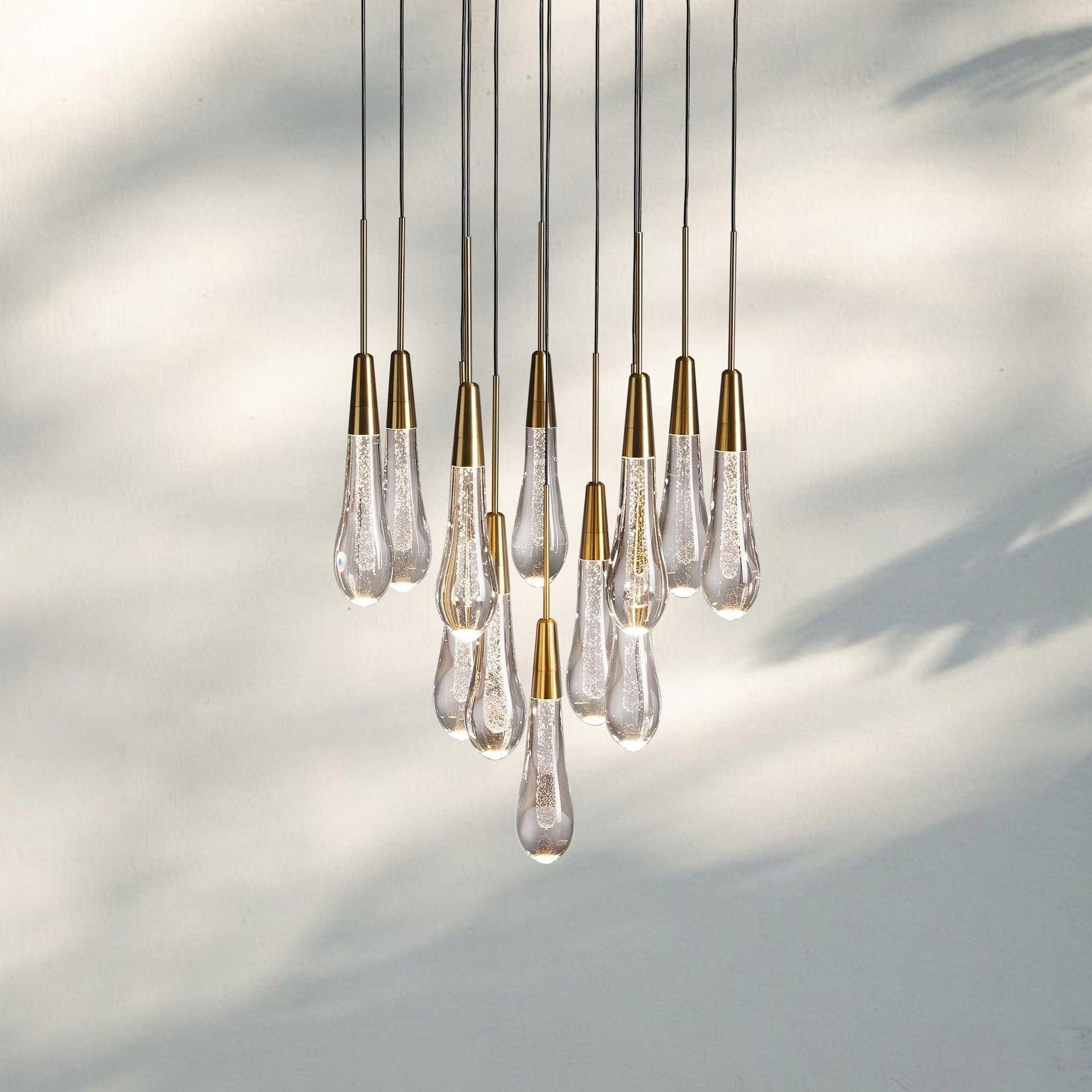 Solitaire Round Chandelier 17" 24" 36“ 58“-12-Light 17‘’-Brass-