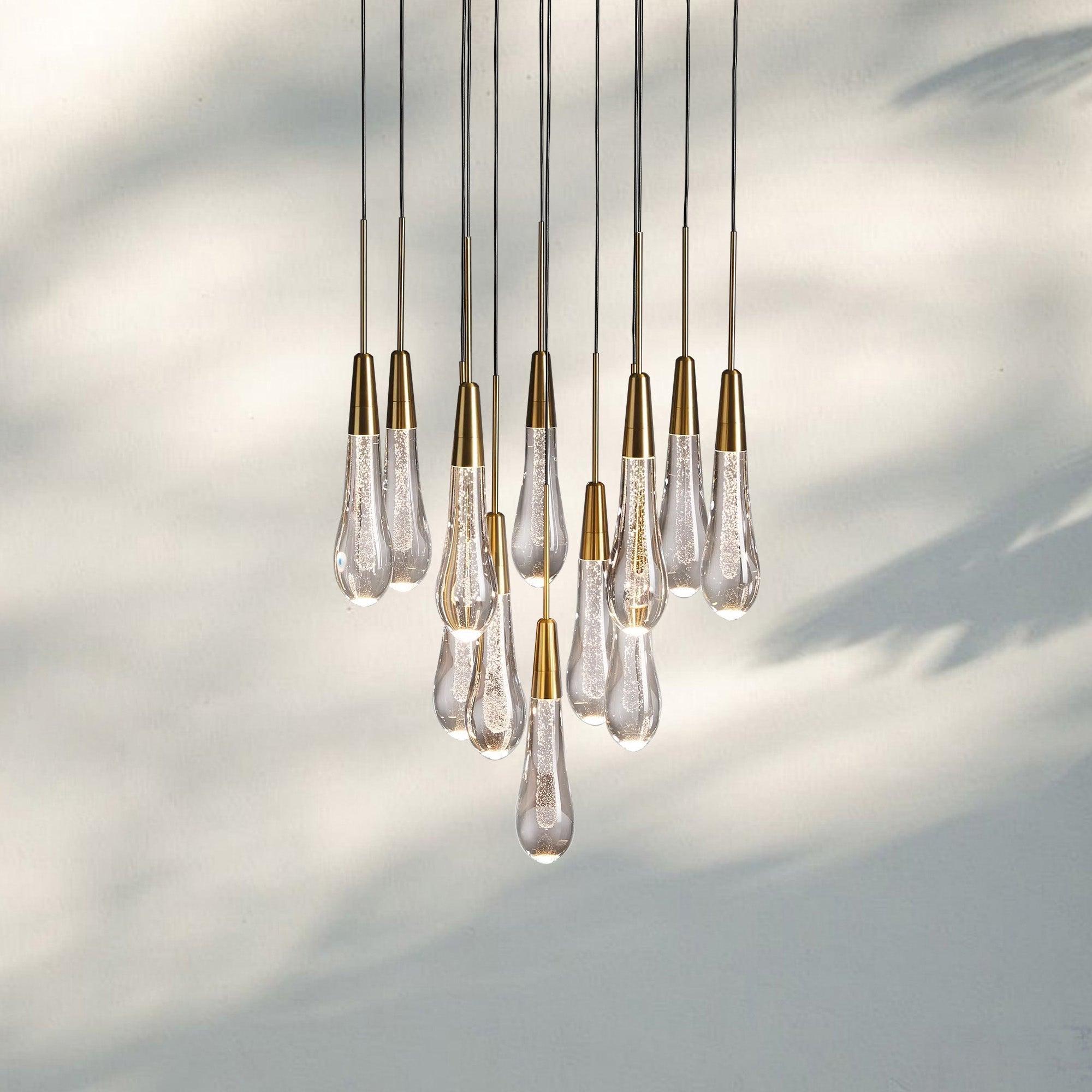 Solitaire Round Chandelier 17" 24" 36“ 58“-12-Light 17‘’-Brass-