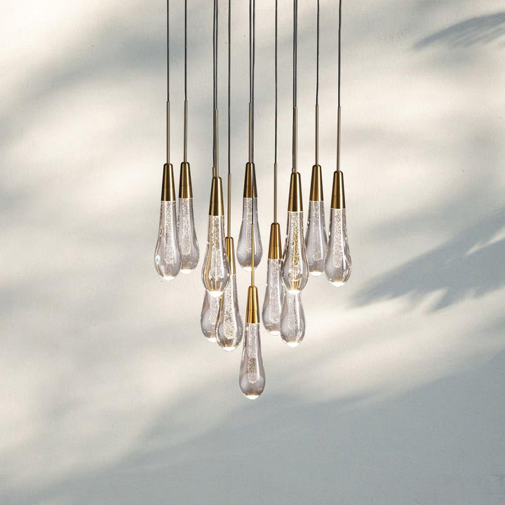 Solitaire Round Chandelier 17" 24" 36“ 58“-12-Light 17‘’-Brass-