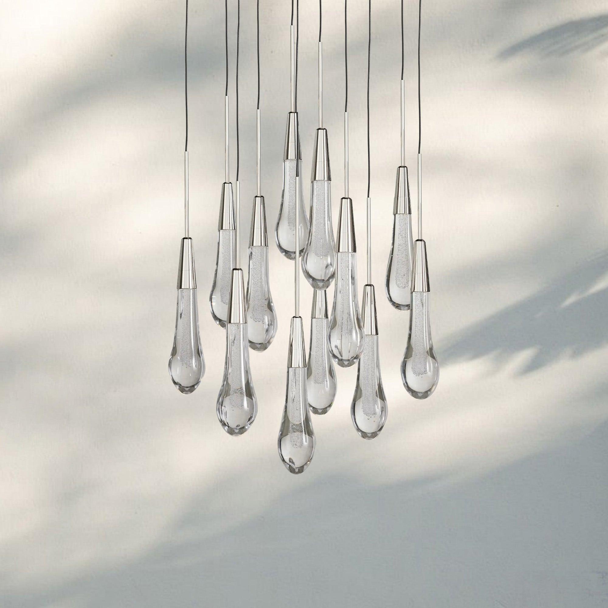 Solitaire Round Chandelier 17" 24" 36“ 58“-12-Light 17‘’-Nickel-