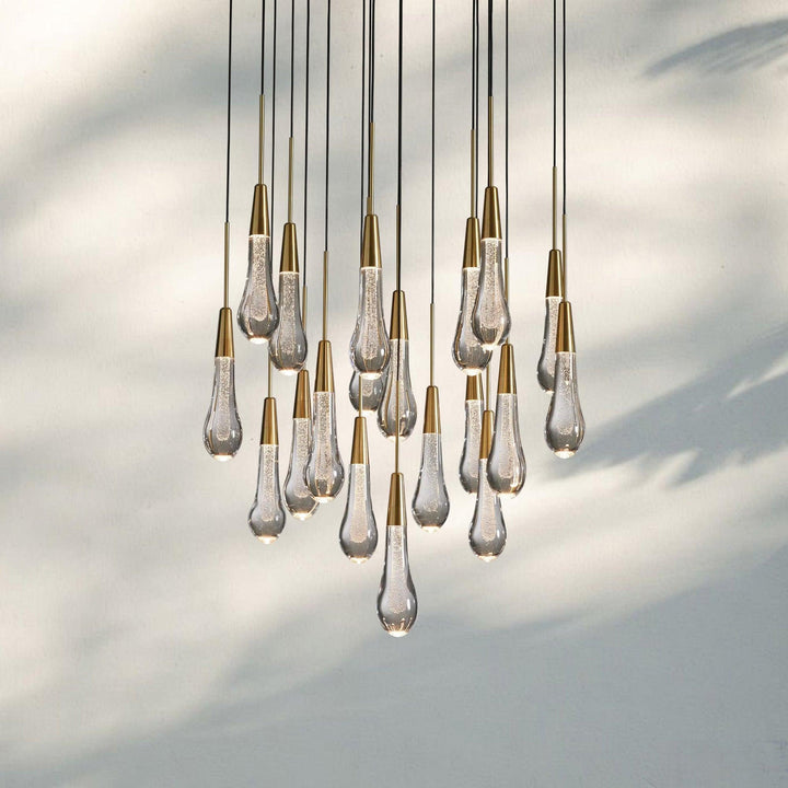 Solitaire Round Chandelier 17" 24" 36“ 58“-19-Light 24‘’-Brass-