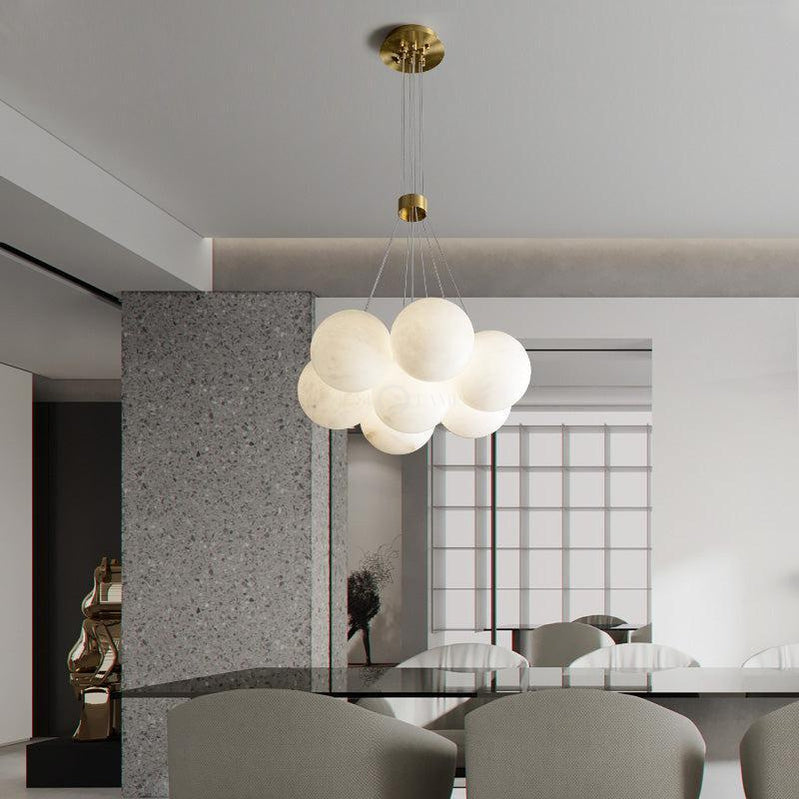 Sophie Modern Alabaster Ball Pendant Light, Dining Room Light Chandelier Kevin Studio Inc