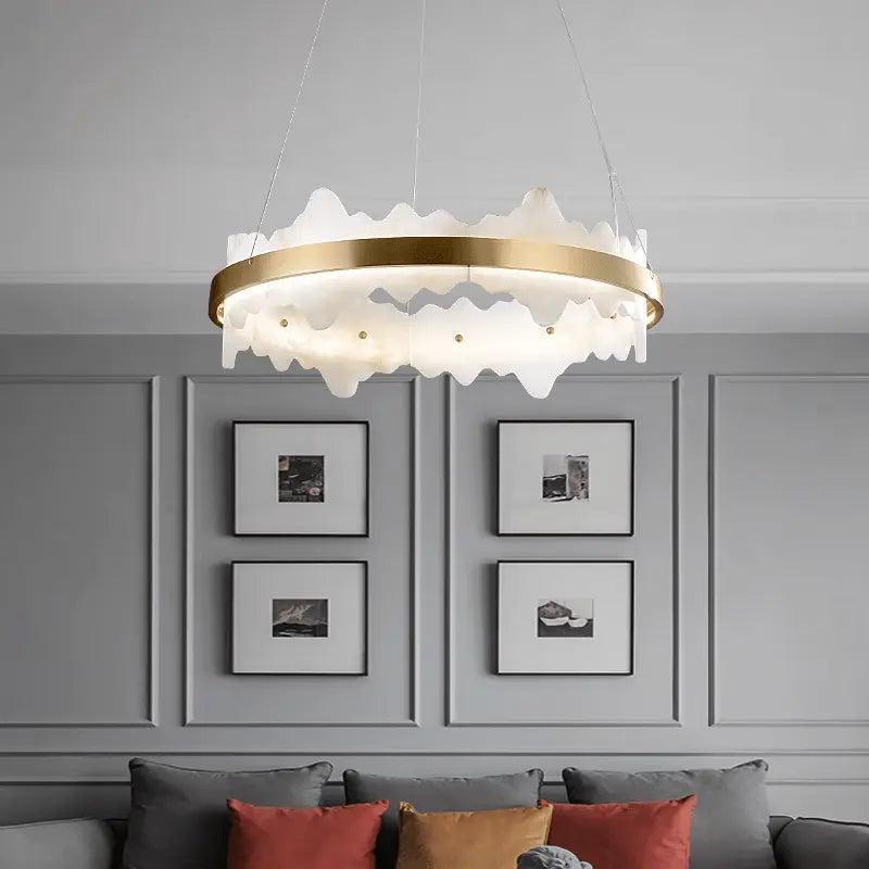 Spain Alabaster Brass Indoor Chandelier Lighting-Arialamps
