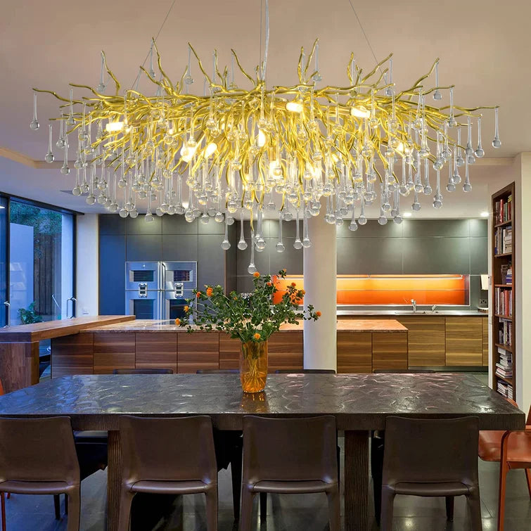 Stunning Tree Branch Crystal Chandelier with Clear Teardrop-shaped for Living/Dining Room-Chandeliers-Arialamps
