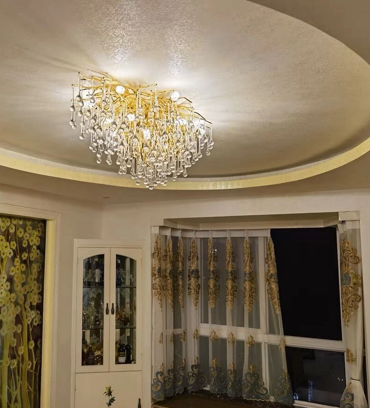 Stunning Tree Branch Crystal Chandelier with Clear Teardrop-shaped for Living/Dining Room-Chandeliers-Arialamps