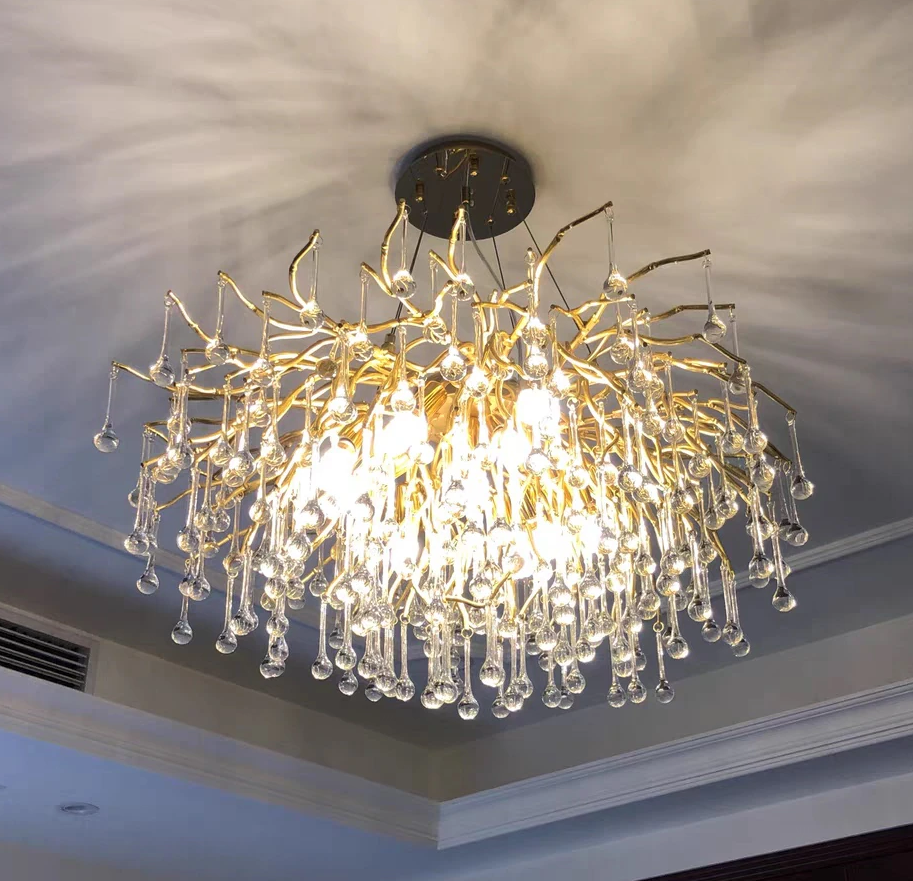 Stunning Tree Branch Crystal Chandelier with Clear Teardrop-shaped for Living/Dining Room-Chandeliers-Arialamps
