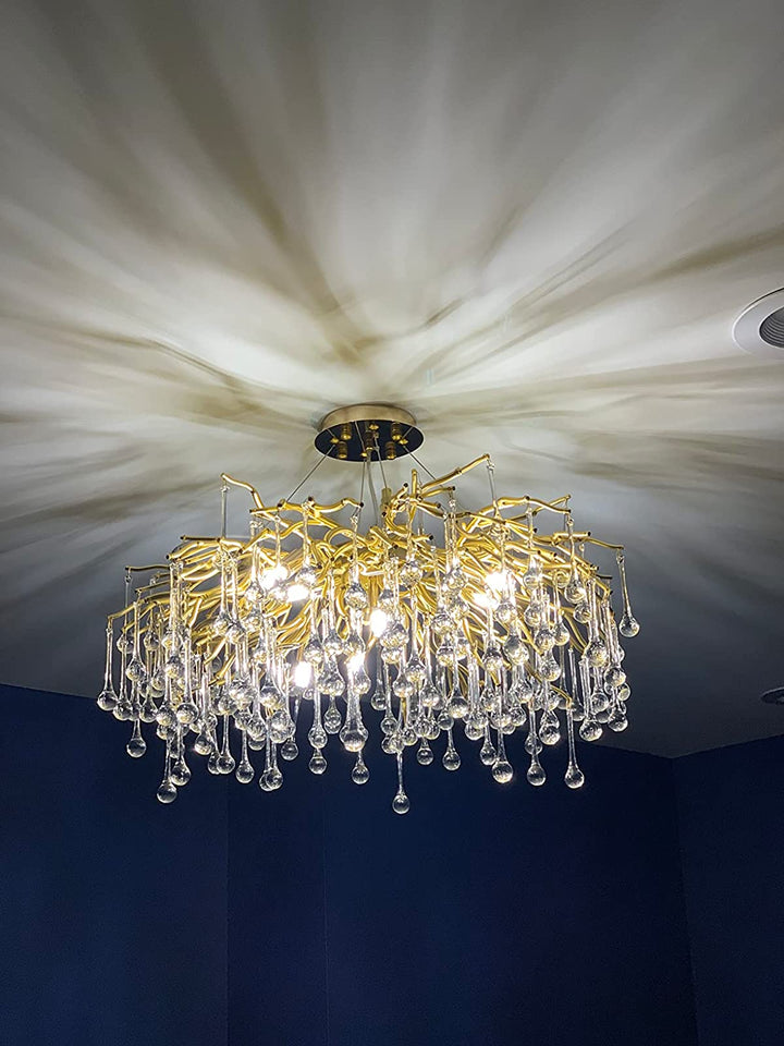 Stunning Tree Branch Crystal Chandelier with Clear Teardrop-shaped for Living/Dining Room-Chandeliers-Arialamps