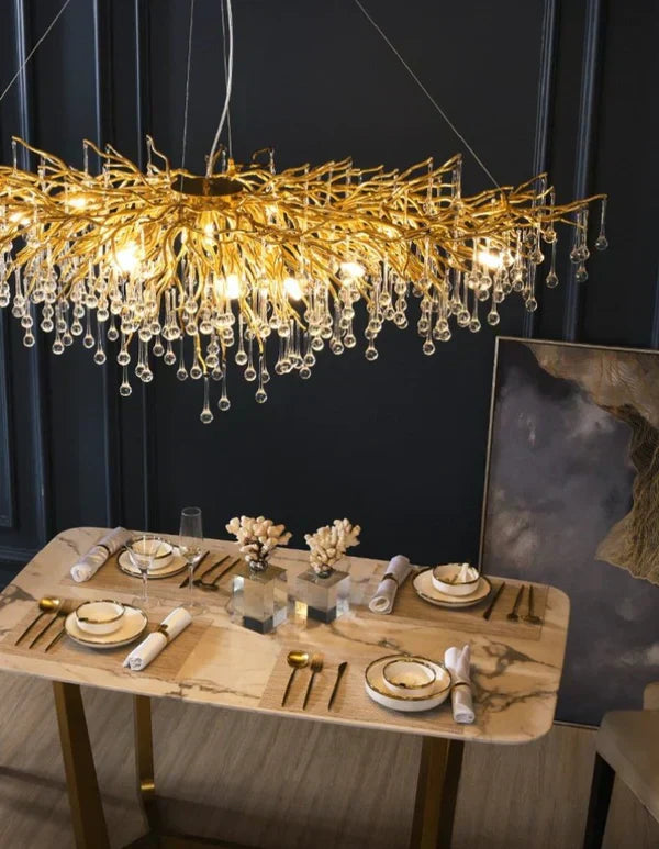 Stunning Tree Branch Crystal Chandelier with Clear Teardrop-shaped for Living/Dining Room-Chandeliers-Arialamps