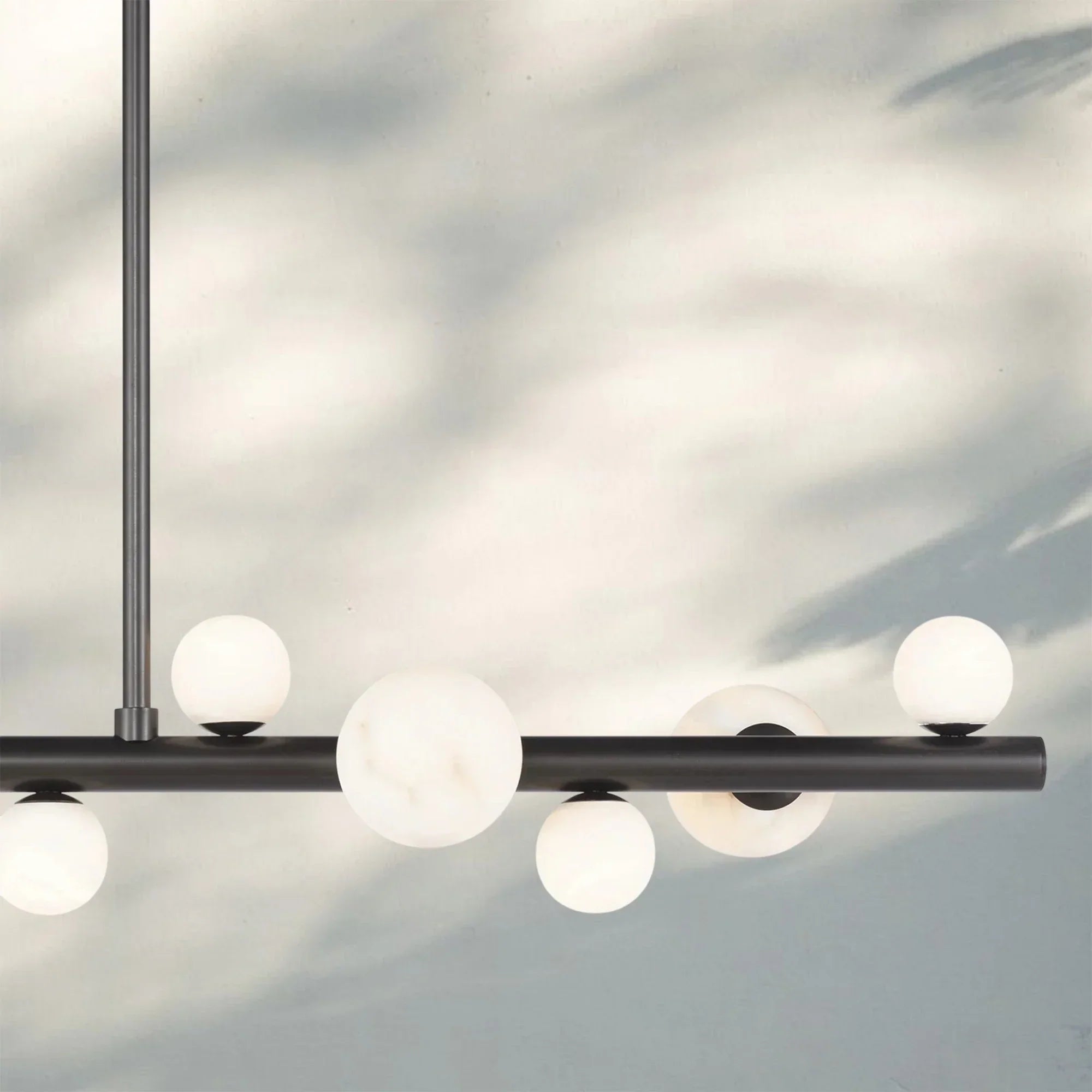 Stylox Linear Alabaster Ball Chandelier-chandeliers for dining room,chandeliers for stairways,chandeliers for foyer,chandeliers for bedrooms,chandeliers for kitchen,chandeliers for living room-Arialamps