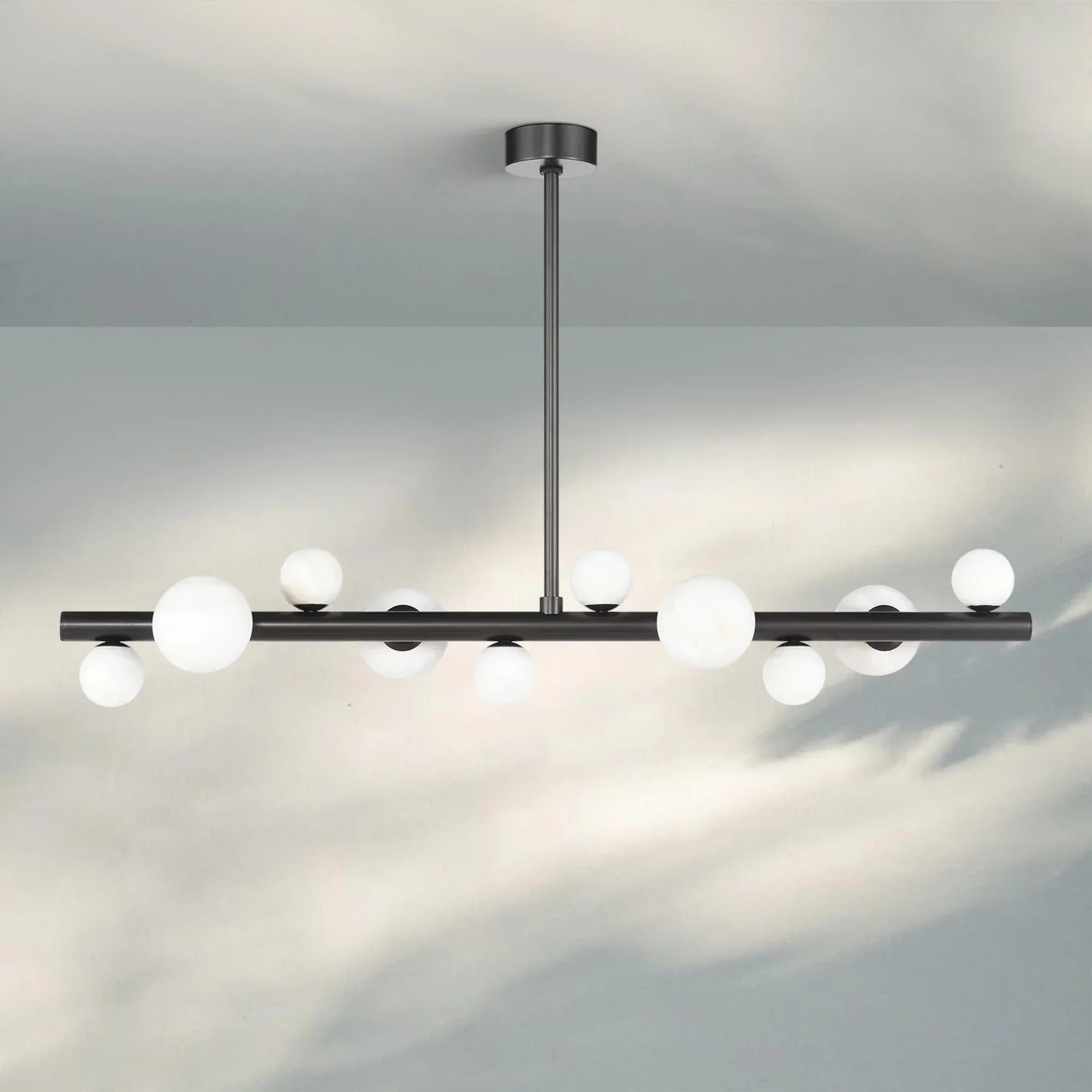 Stylox Linear Alabaster Ball Chandelier-chandeliers for dining room,chandeliers for stairways,chandeliers for foyer,chandeliers for bedrooms,chandeliers for kitchen,chandeliers for living room-Arialamps