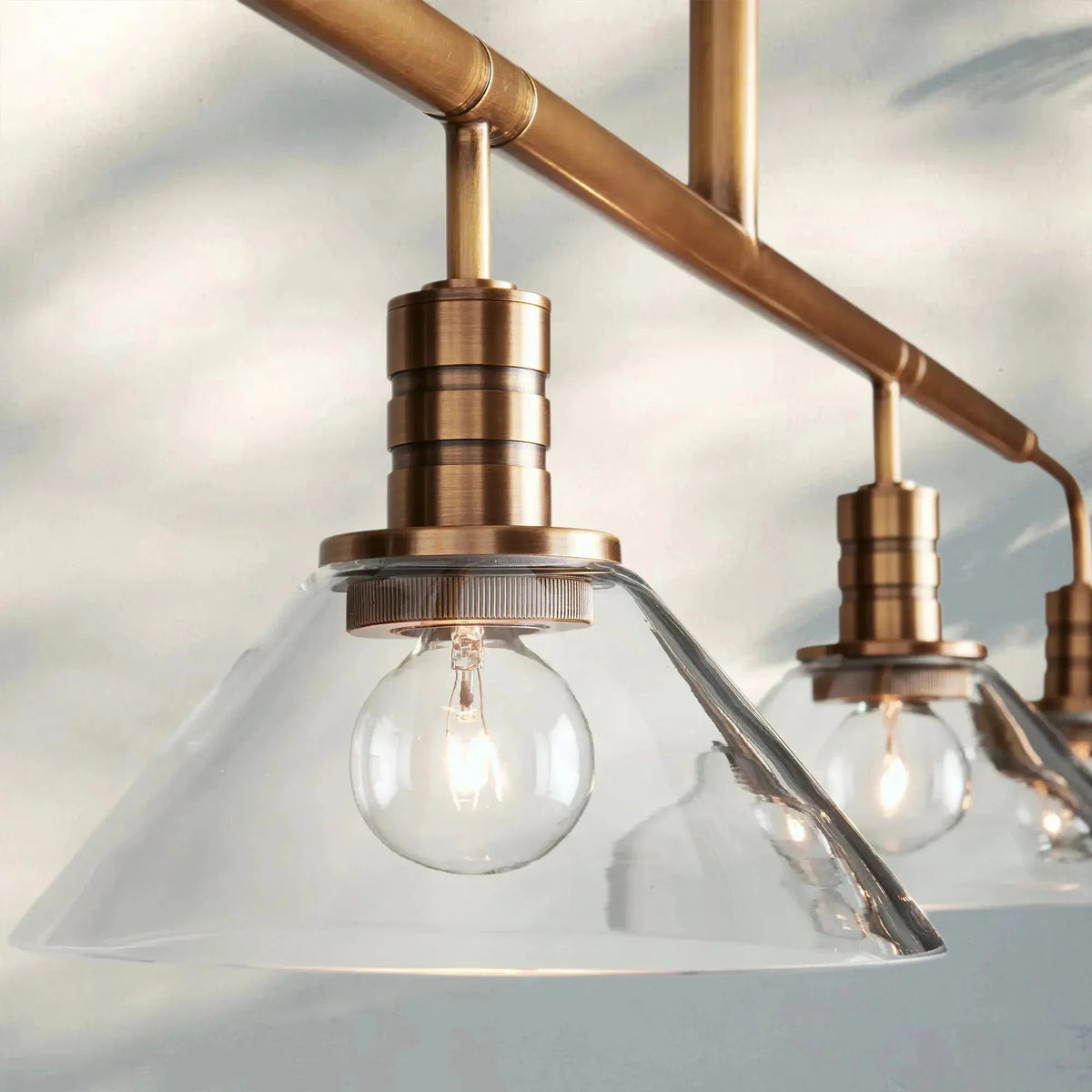 Theron Glass Linear Chandelier - Arialamps