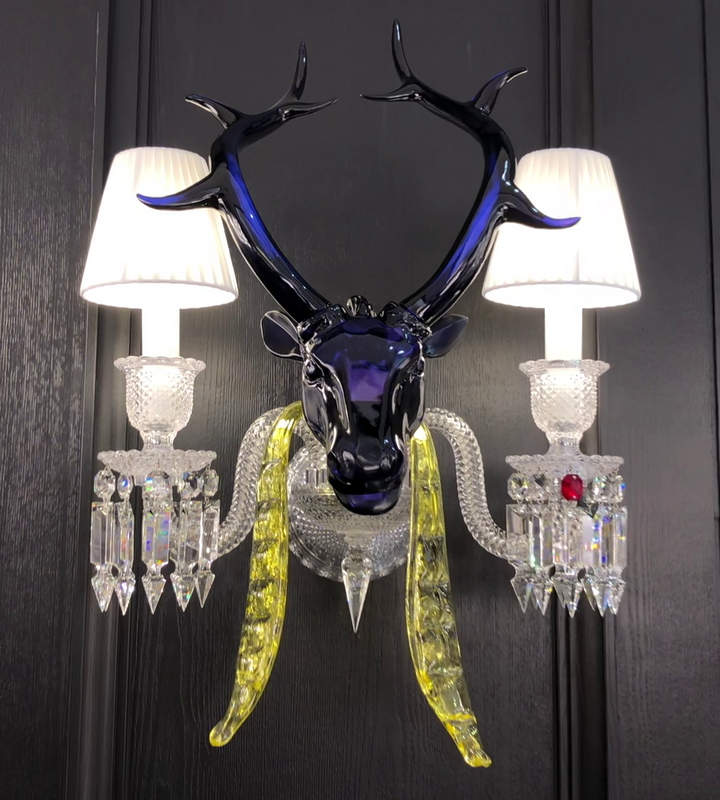Traditional Colorful Candle Branch Blue Deer Crystal Chandelier for Living Room/Dining Room-Chandeliers-Arialamps