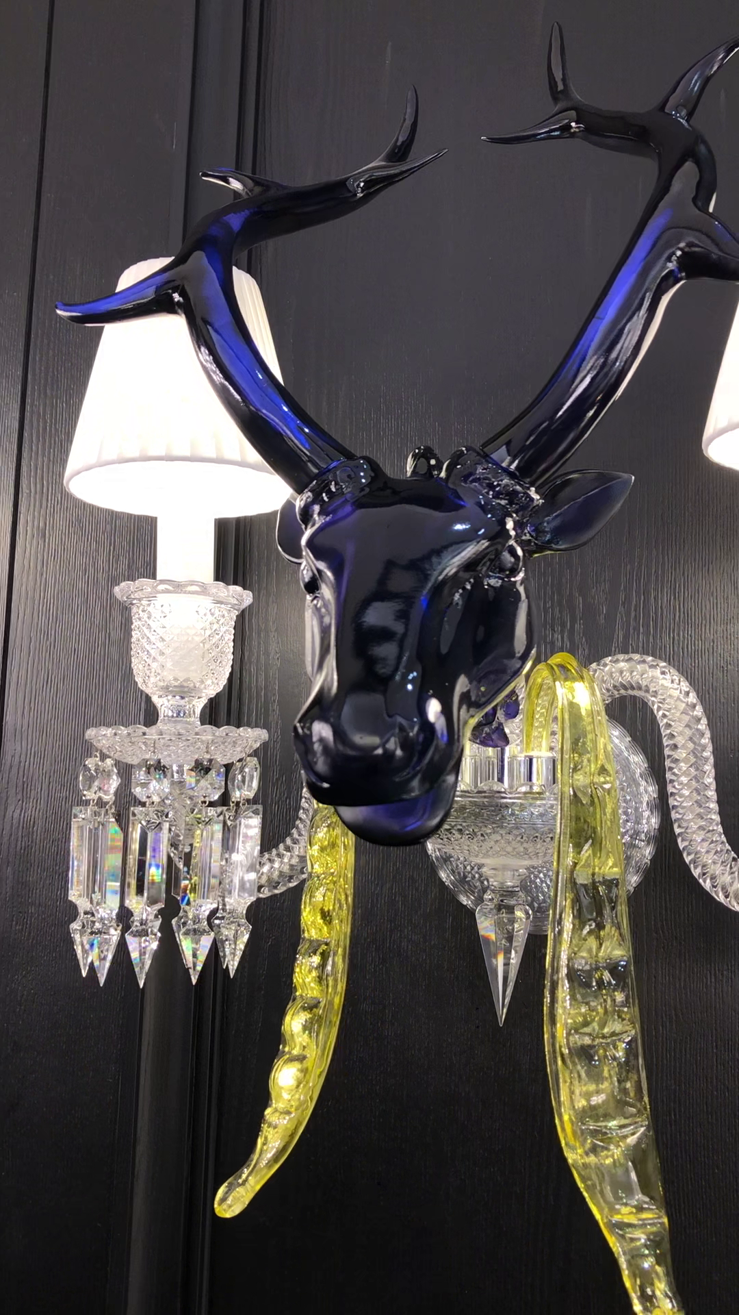 Traditional Colorful Candle Branch Blue Deer Crystal Chandelier for Living Room/Dining Room-Chandeliers-Arialamps