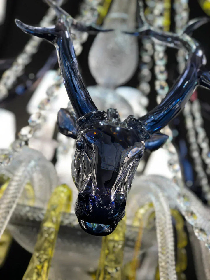 Traditional Colorful Candle Branch Blue Deer Crystal Chandelier for Living Room/Dining Room-Chandeliers-Arialamps