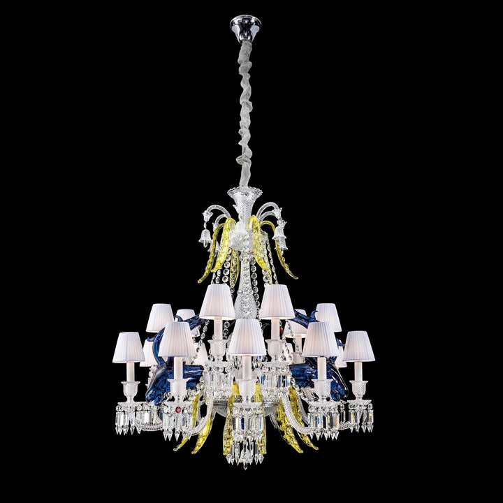 Traditional Colorful Candle Branch Blue Deer Crystal Chandelier for Living Room/Dining Room-Chandeliers-15 Lights: D41.3"*H47.2"-Warm Light-Arialamps