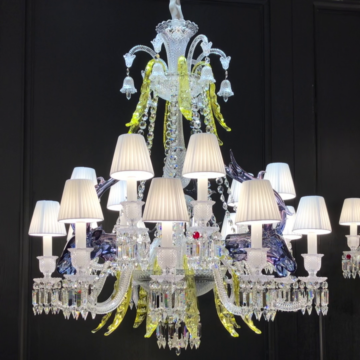 Traditional Colorful Candle Branch Blue Deer Crystal Chandelier for Living Room/Dining Room-Chandeliers-Arialamps